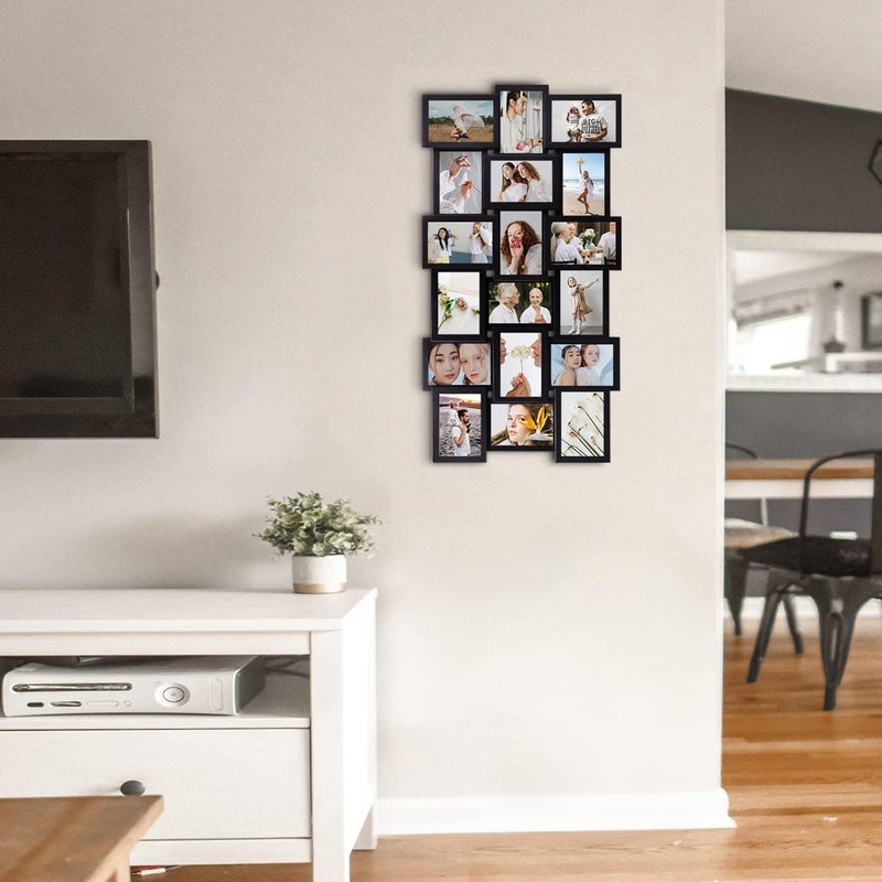 J.M.Deco Collage Picture Frames for Wall Decor, 18-Opening Reunion Family Friends Picture Frame Set, 4x6 Photo Frames for Living Room, Bedroom, Gallery Wall Hanging, Christmas Gift, Black - Image 4